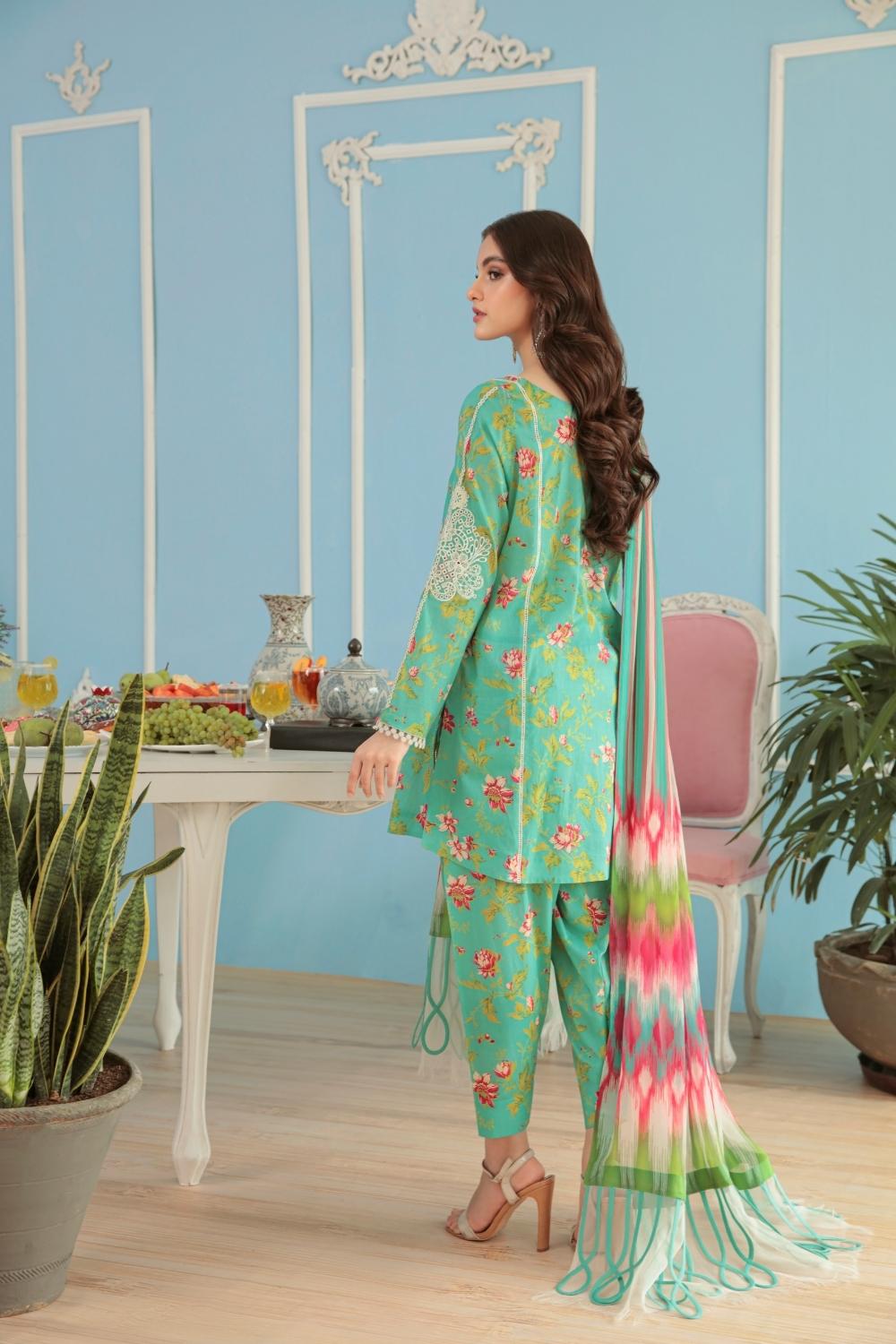 3PC Unstitched Printed + Embroidered Suit