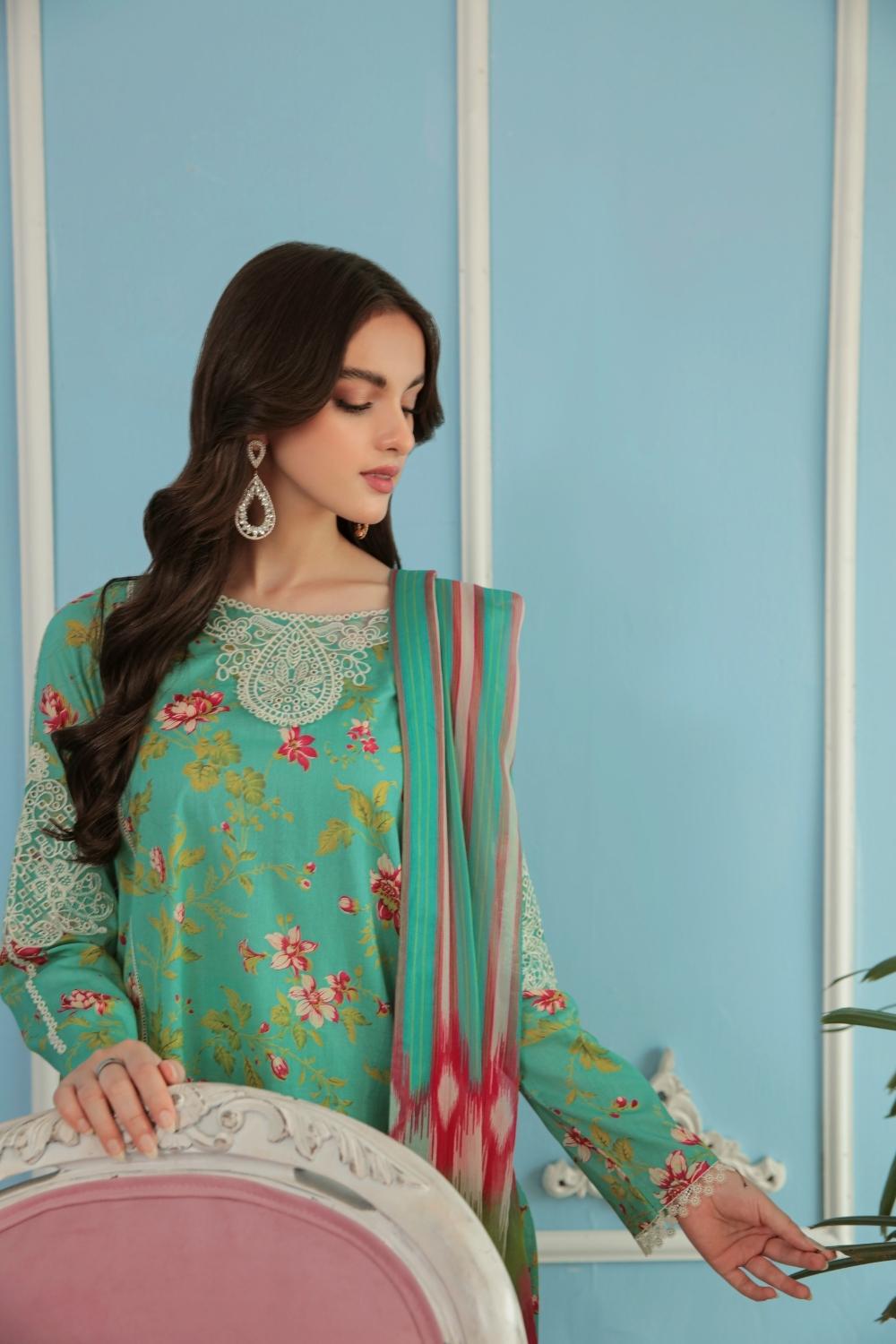3PC Unstitched Printed + Embroidered Suit