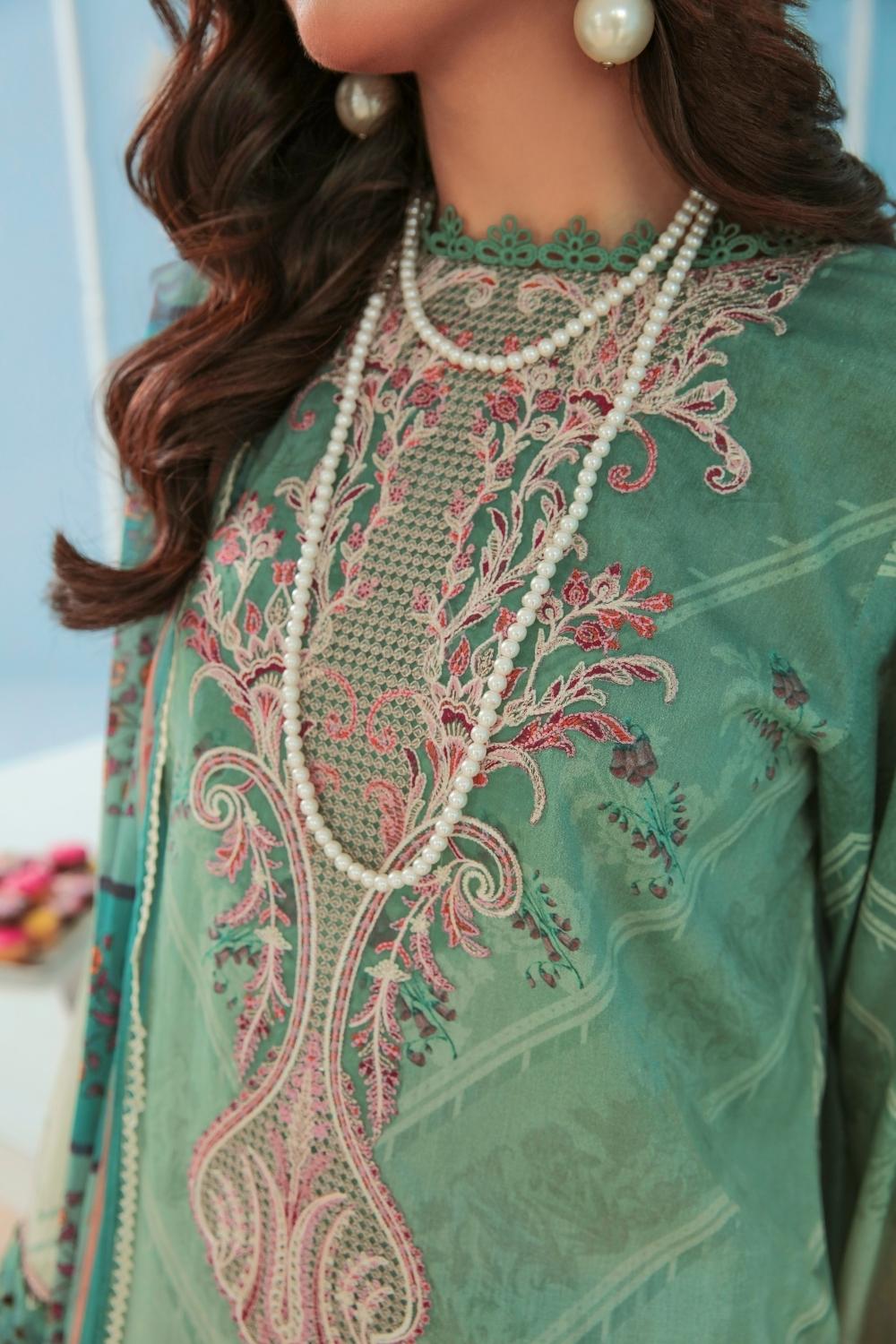 3PC Unstitched Printed + Embroidered Suit