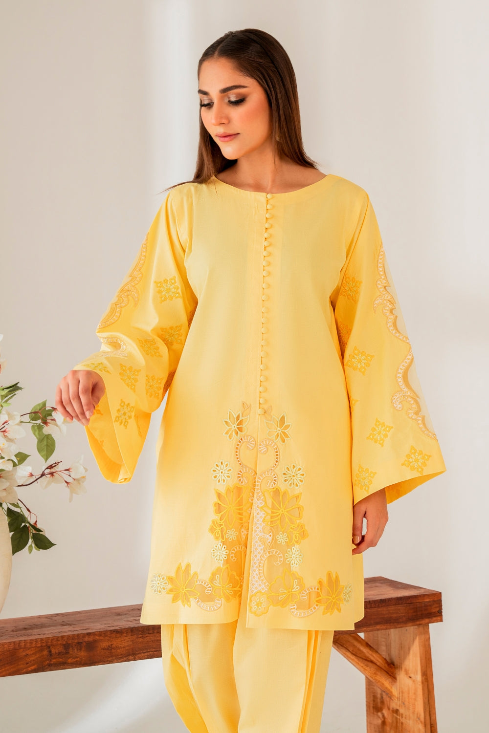 Miral (2 PC STITCHED | EMBROIDERED COTTON SHIRT+ TROUSER)