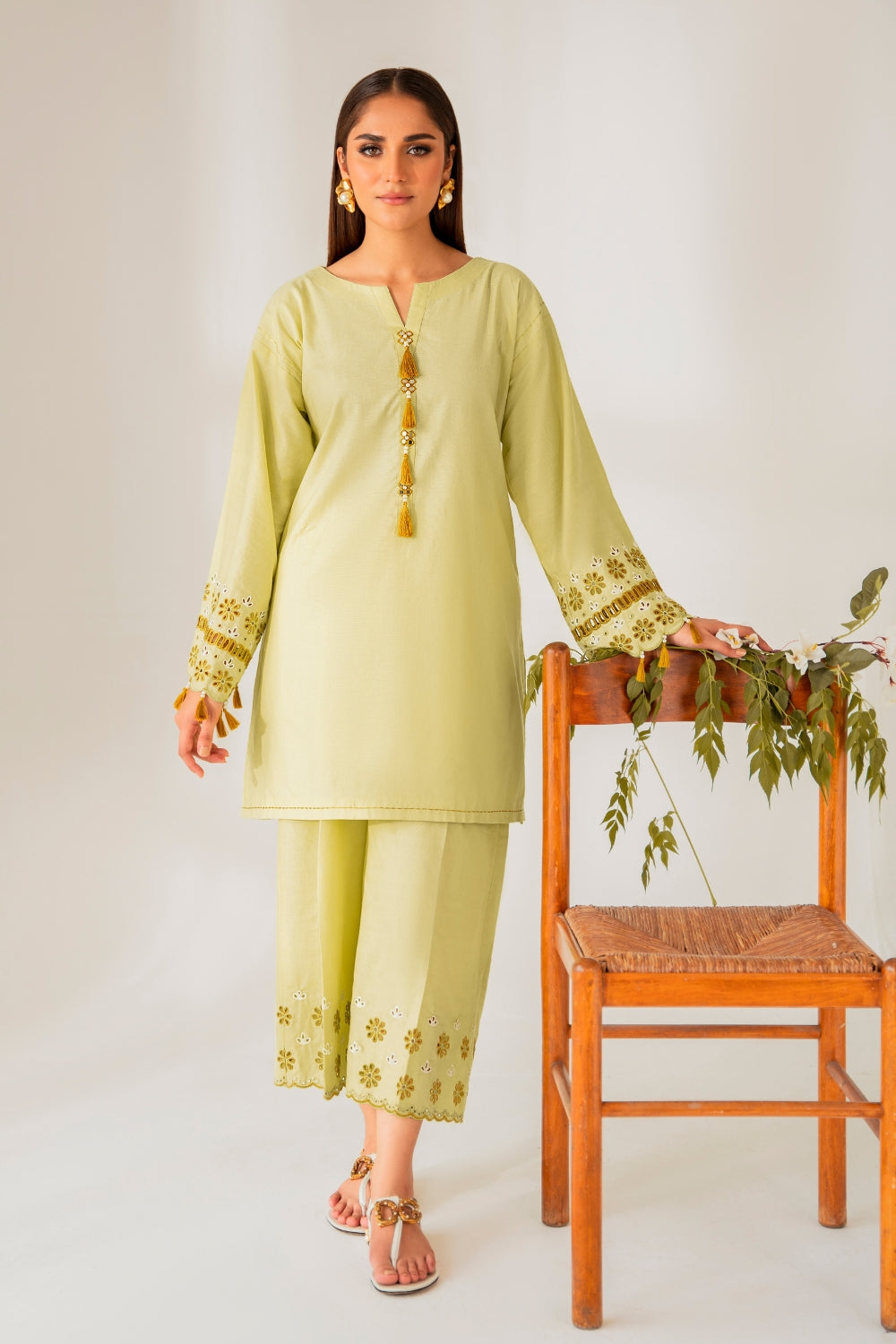 2 PC STITCHED | EMBROIDERED COTTON SHIRT+ TROUSER