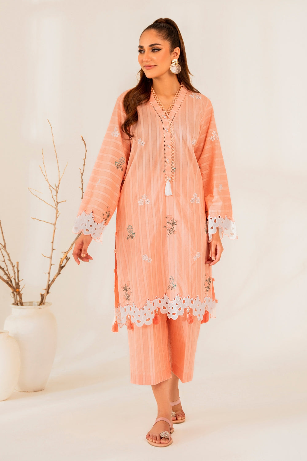 2 PC STITCHED | EMBROIDERED COTTON SHIRT+ TROUSER