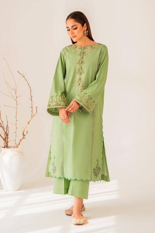 Iza (2 PC STITCHED | EMBROIDERED COTTON SHIRT+ TROUSER)