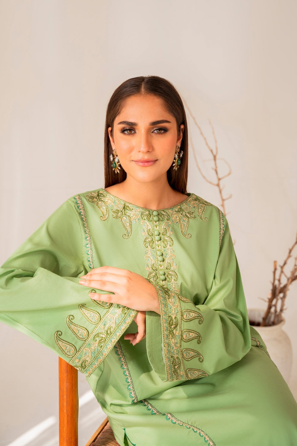 Iza (2 PC STITCHED | EMBROIDERED COTTON SHIRT+ TROUSER)