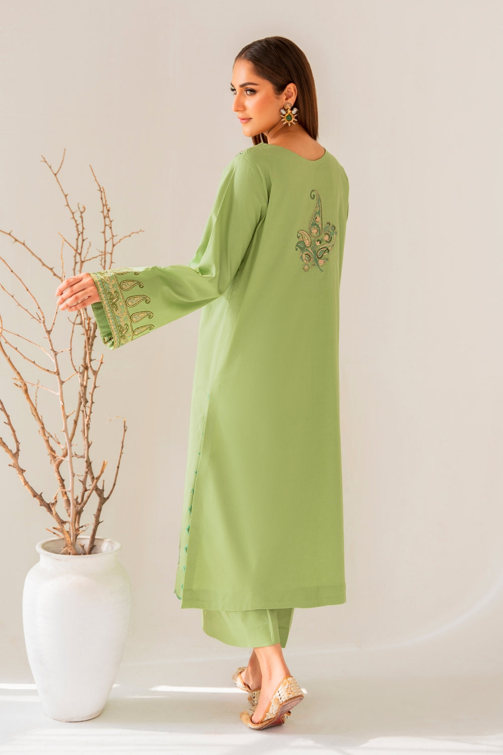 Iza (2 PC STITCHED | EMBROIDERED COTTON SHIRT+ TROUSER)