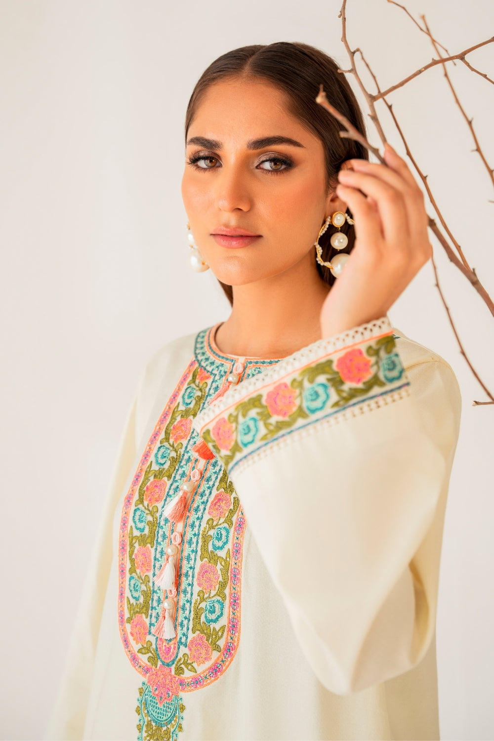 Miha (2 PC STITCHED | EMBROIDERED COTTON SHIRT+ TROUSER)