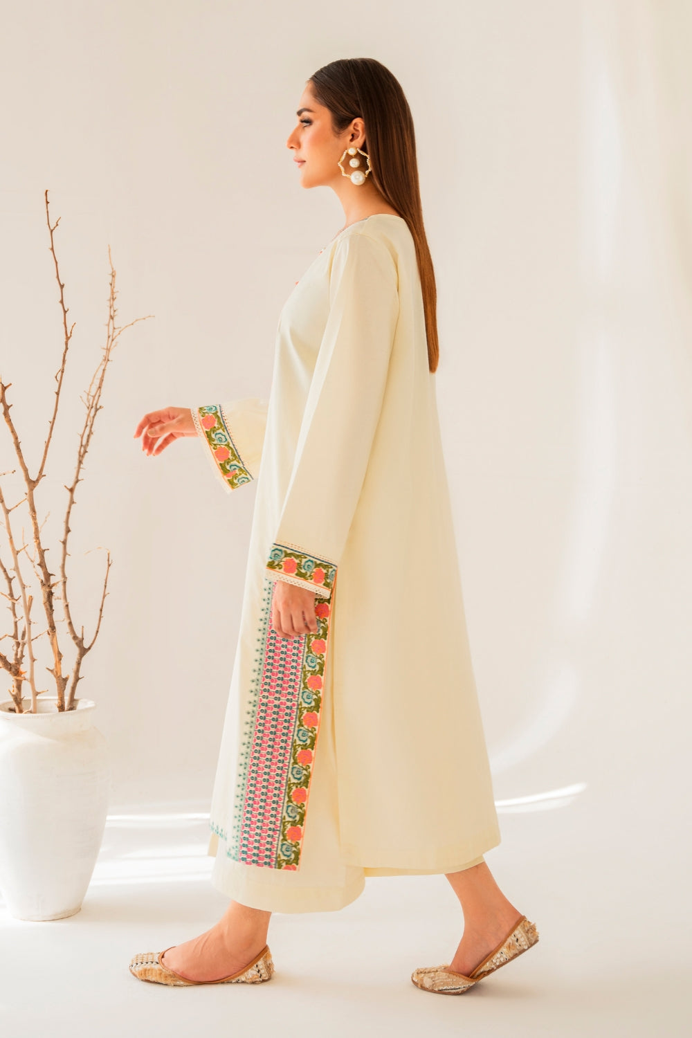 Miha (2 PC STITCHED | EMBROIDERED COTTON SHIRT+ TROUSER)