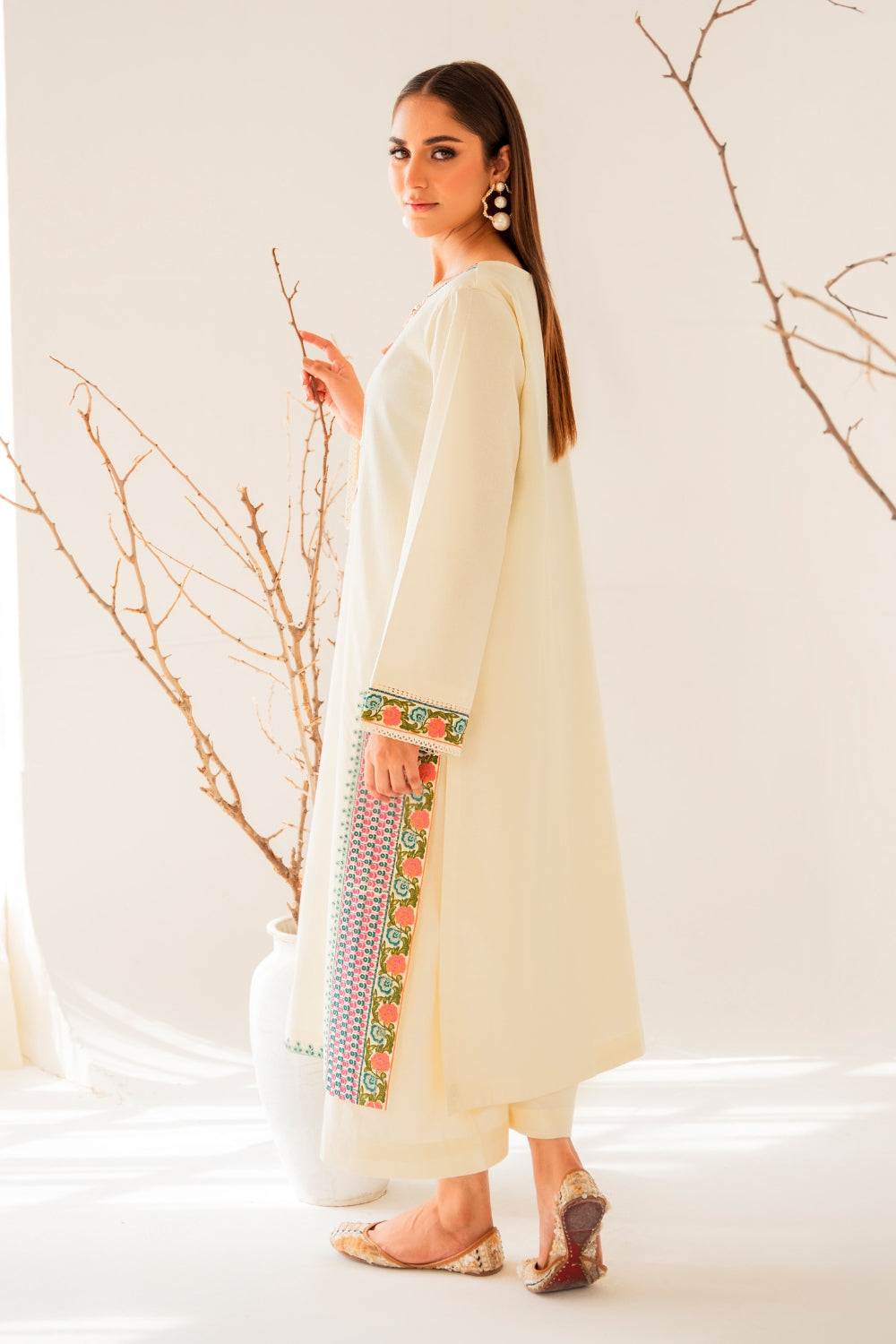 Miha (2 PC STITCHED | EMBROIDERED COTTON SHIRT+ TROUSER)