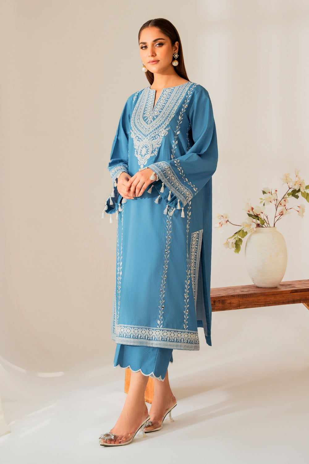 Marwa (2 PC STITCHED | EMBROIDERED COTTON SHIRT+ TROUSER)