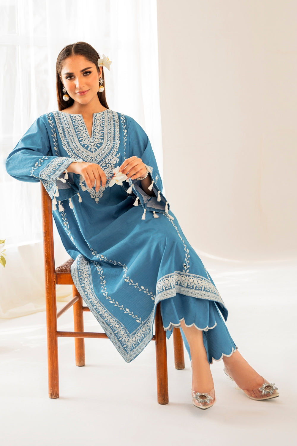 Marwa (2 PC STITCHED | EMBROIDERED COTTON SHIRT+ TROUSER)