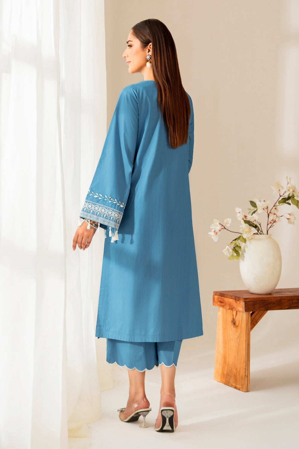 Marwa (2 PC STITCHED | EMBROIDERED COTTON SHIRT+ TROUSER)