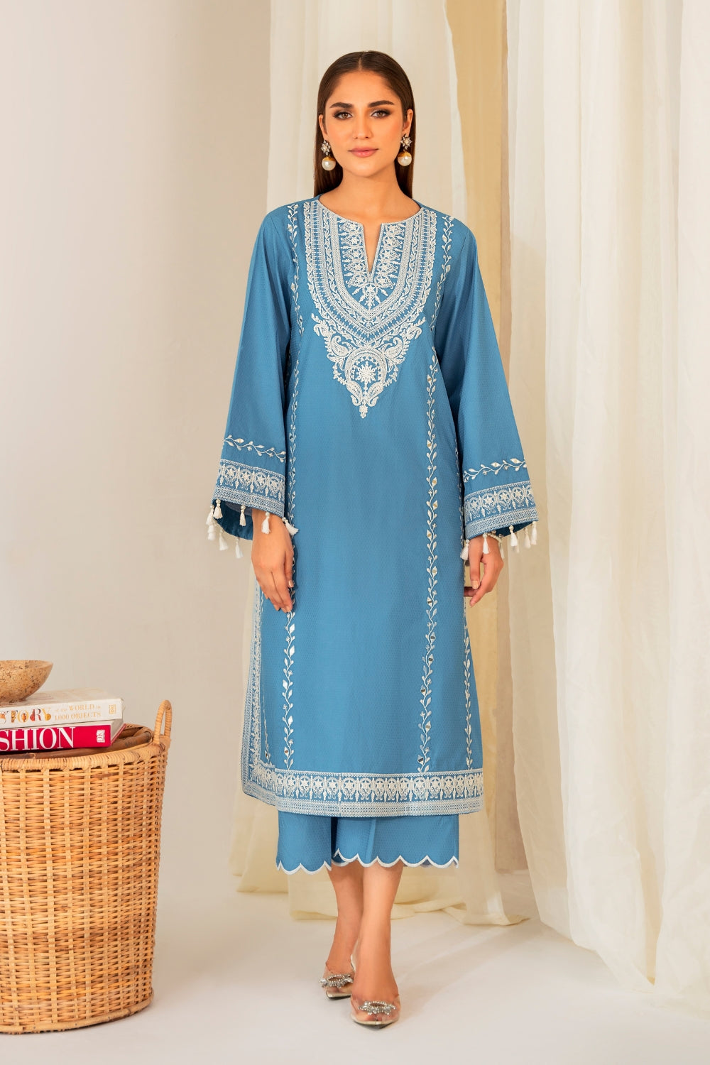 Marwa (2 PC STITCHED | EMBROIDERED COTTON SHIRT+ TROUSER)