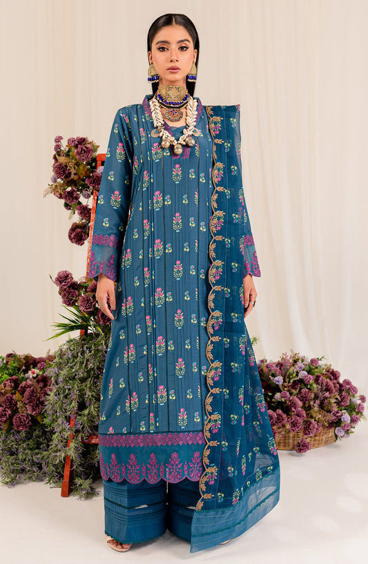 Printed Embroidered Lawn - Sapphire (MLFD-164)