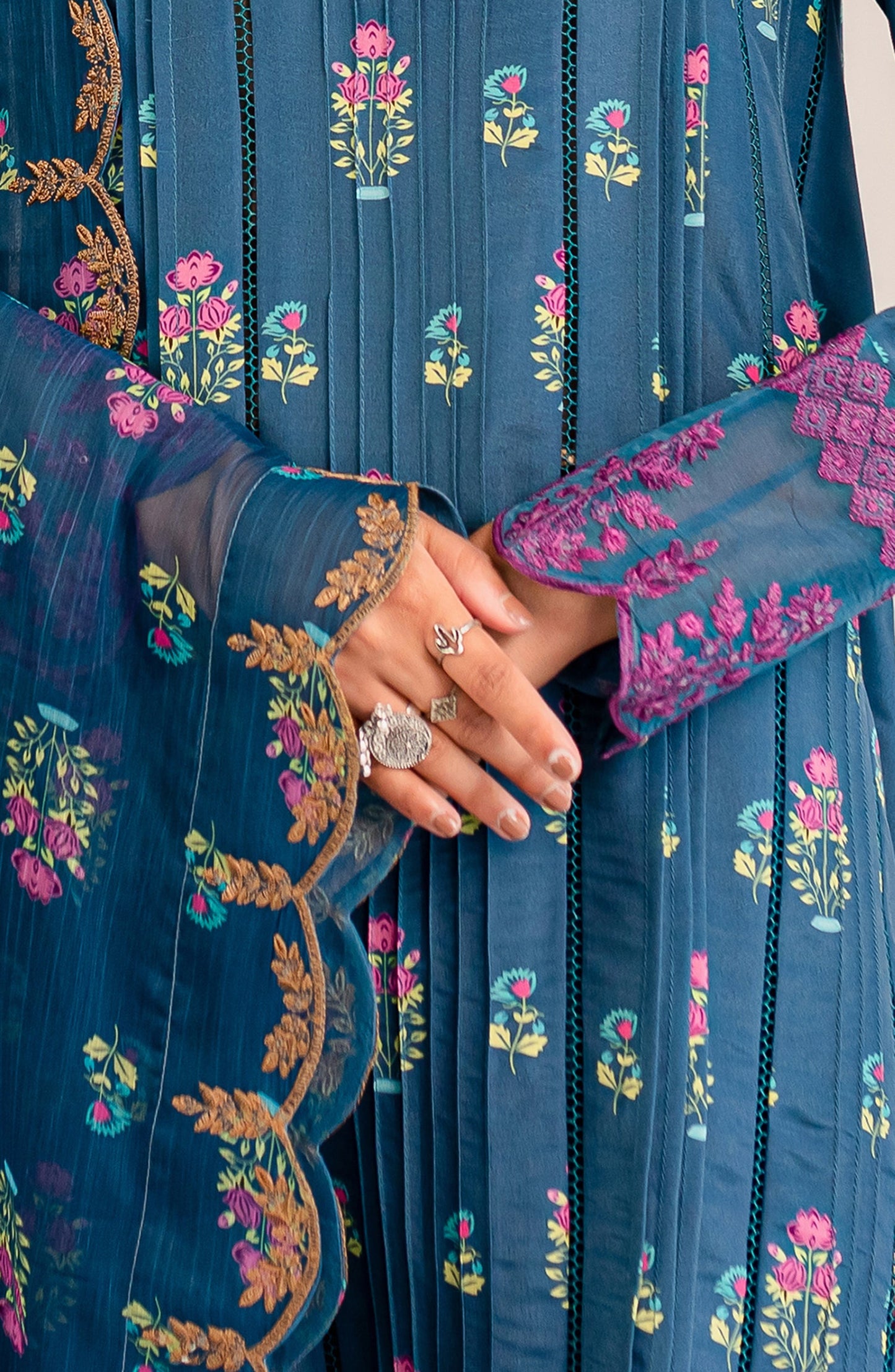 Printed Embroidered Lawn - Sapphire (MLFD-164)