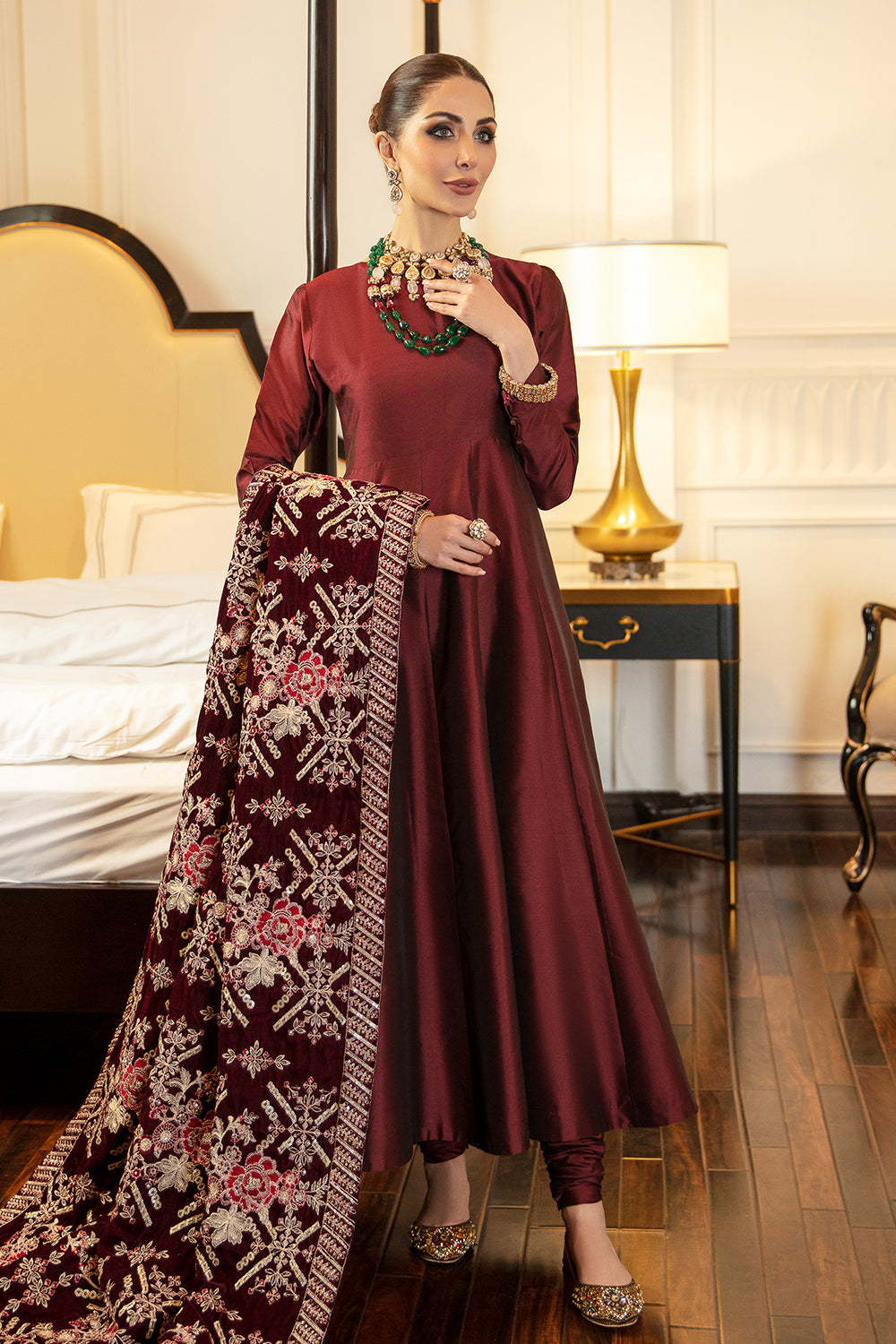 Embroidered Velvet Shawl