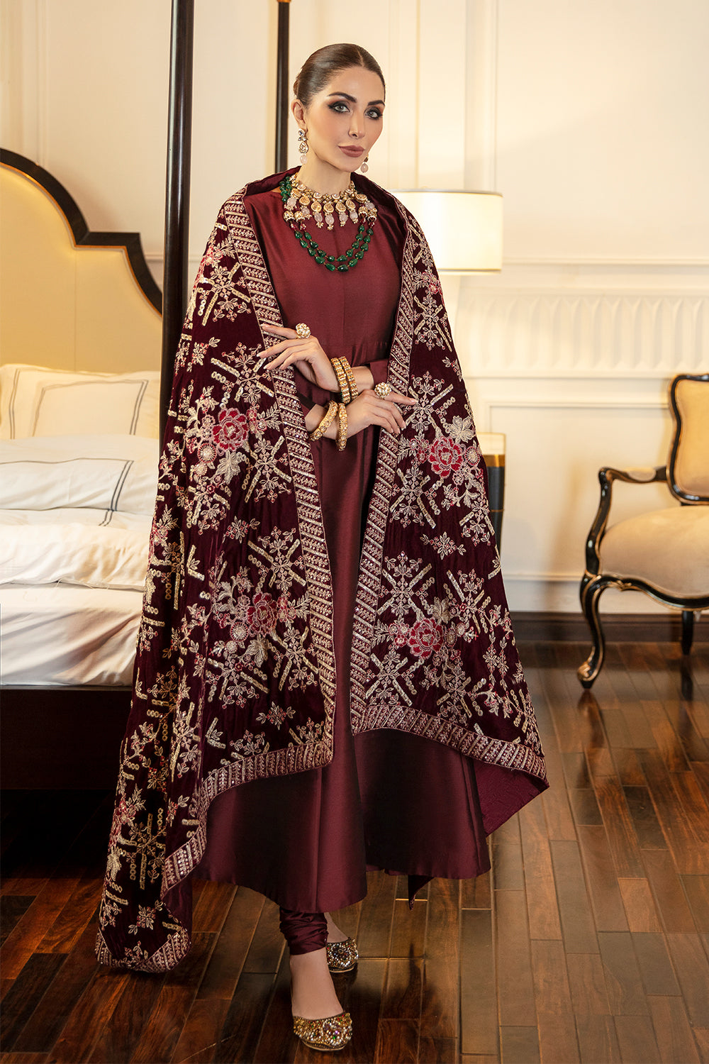 Embroidered Velvet Shawl