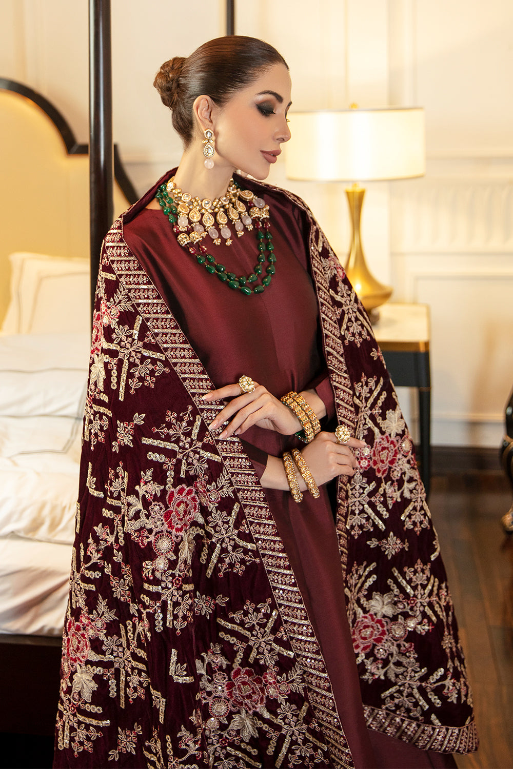 Embroidered Velvet Shawl