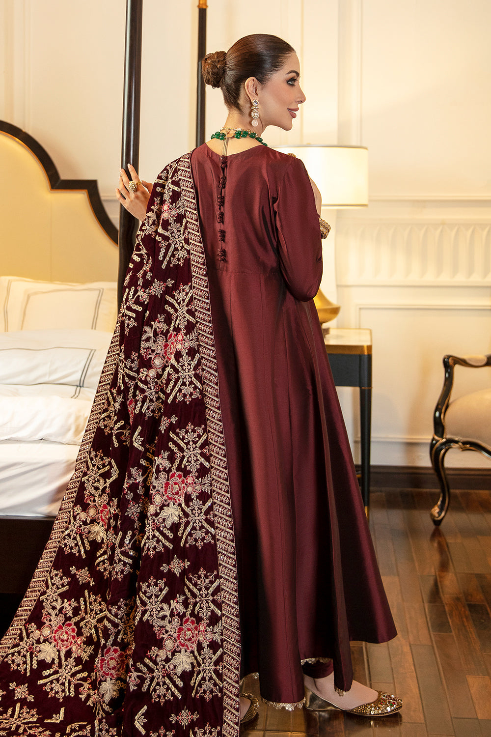 Embroidered Velvet Shawl