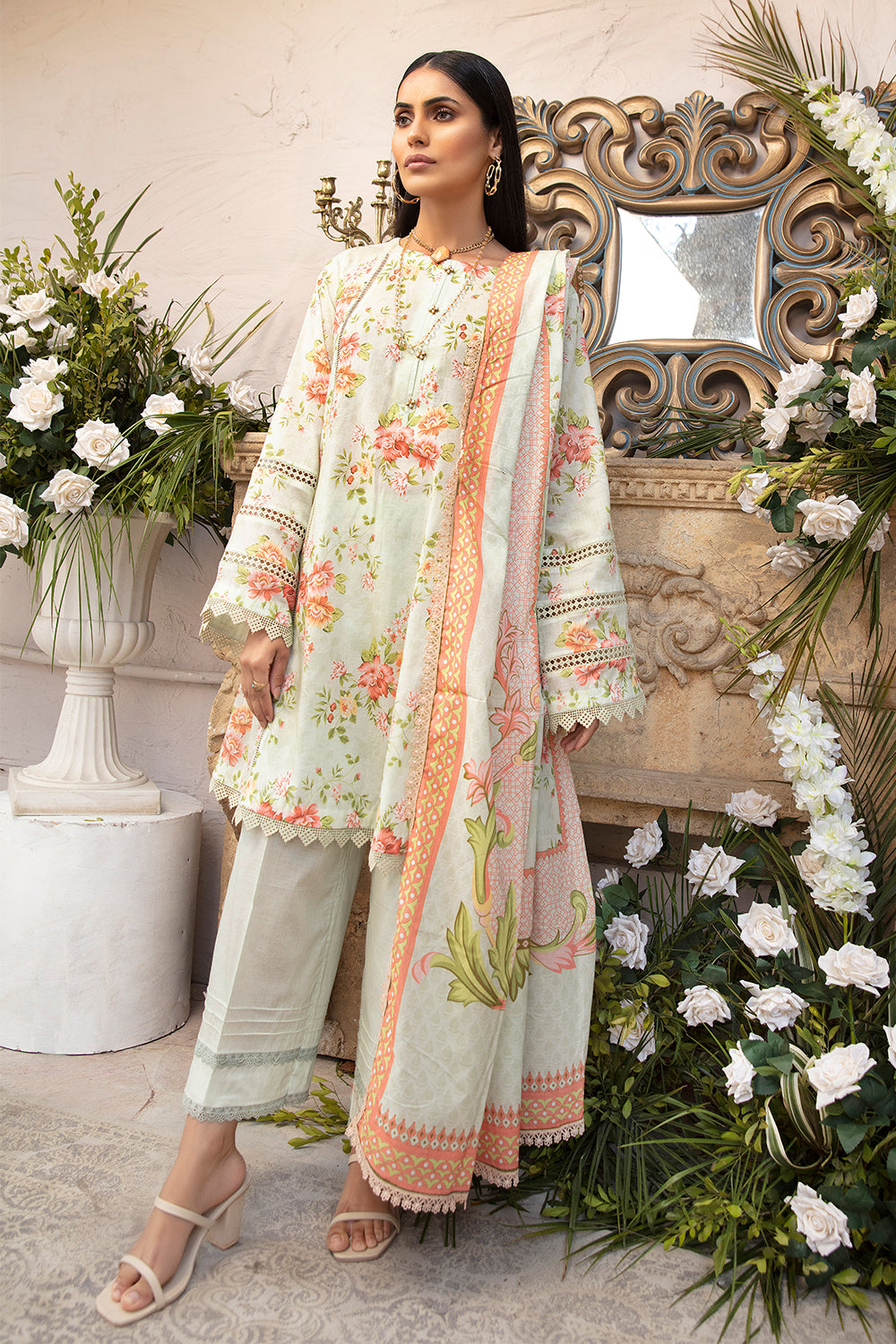 3 PC Unstitched | Printed Shirt + Printed Dupatta + Dyed Trouser