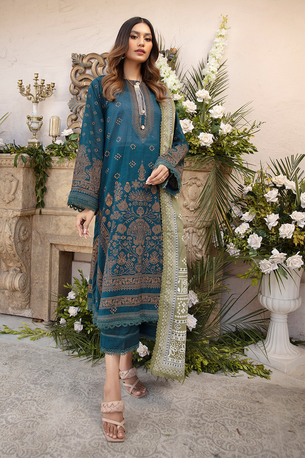 3 PC Unstitched | Printed Shirt + Printed Dupatta + Dyed Trouser