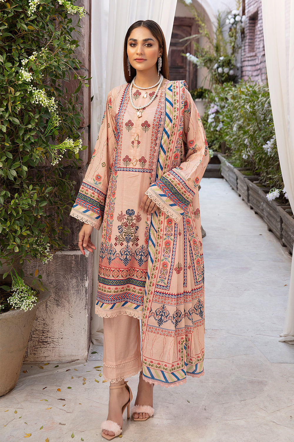 3 PC Unstitched | Printed Shirt + Printed Dupatta + Dyed Trouser