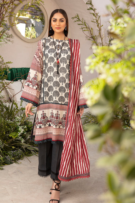 3 PC Unstitched | Printed Shirt + Printed Dupatta + Dyed Trouser