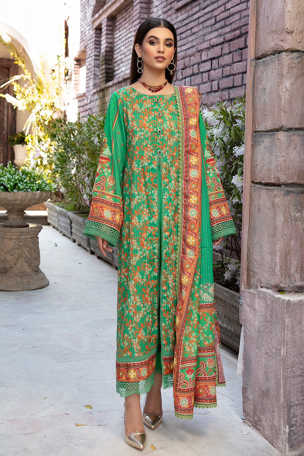 3 PC Unstitched | Printed Shirt + Printed Dupatta + Dyed Trouser