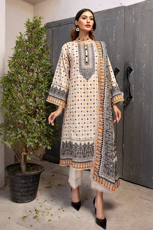 3 PC Unstitched | Printed Shirt + Printed Dupatta + Dyed Trouser