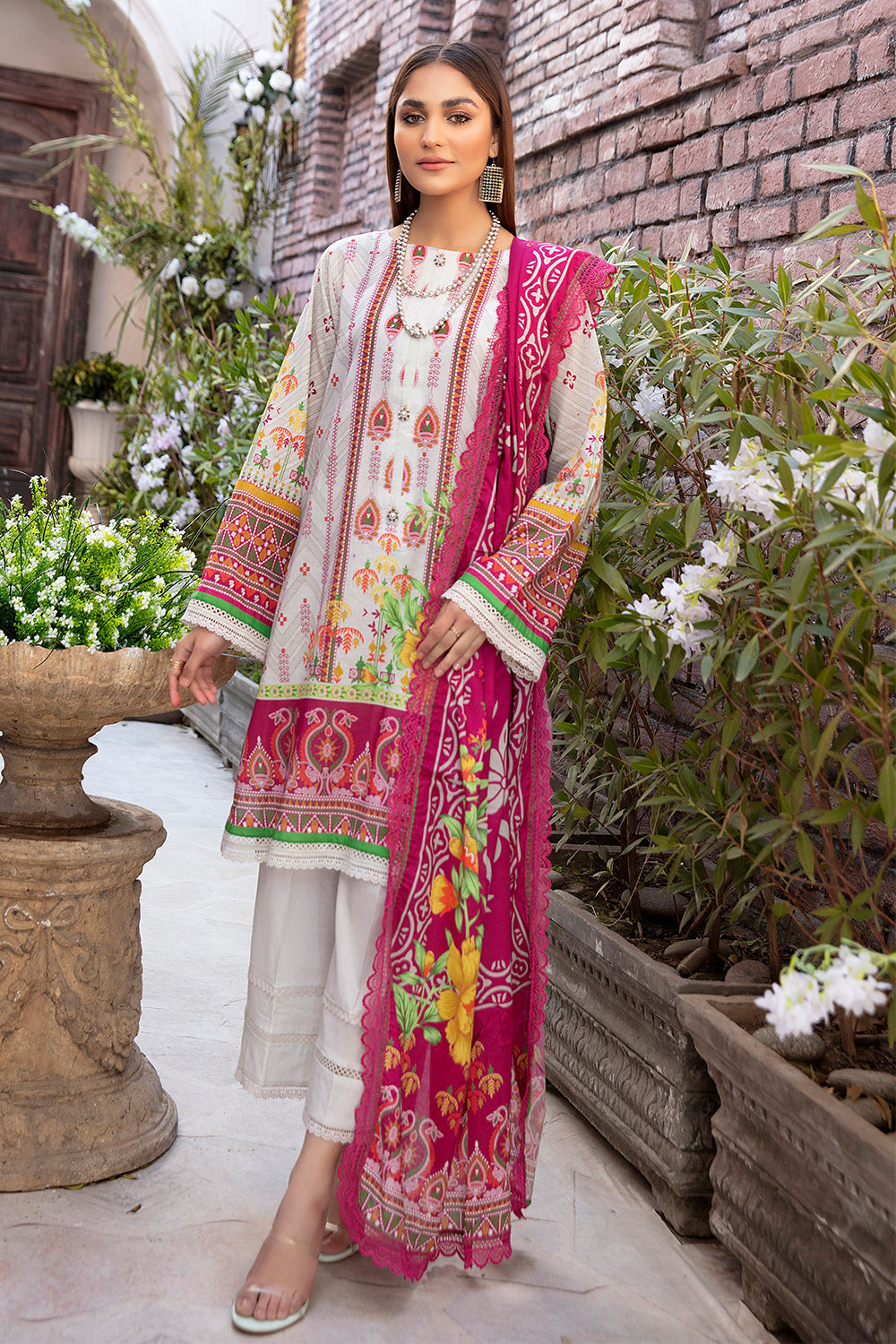 3 PC Unstitched | Printed Shirt + Printed Dupatta + Dyed Trouser