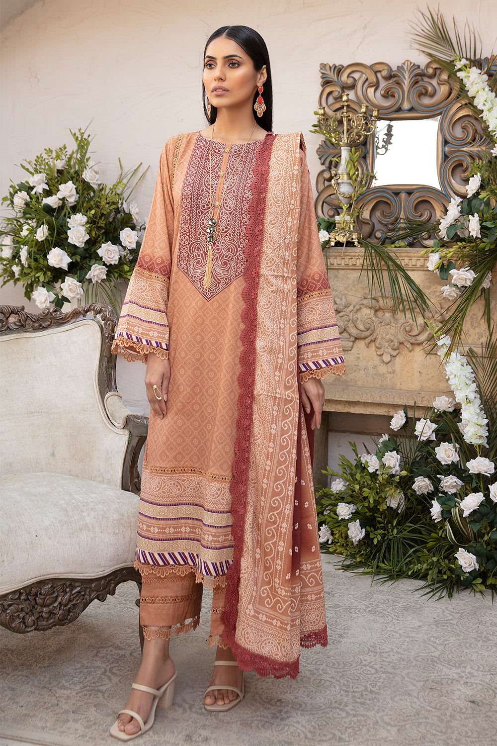 3 PC Unstitched | Printed Shirt + Printed Dupatta + Dyed Trouser