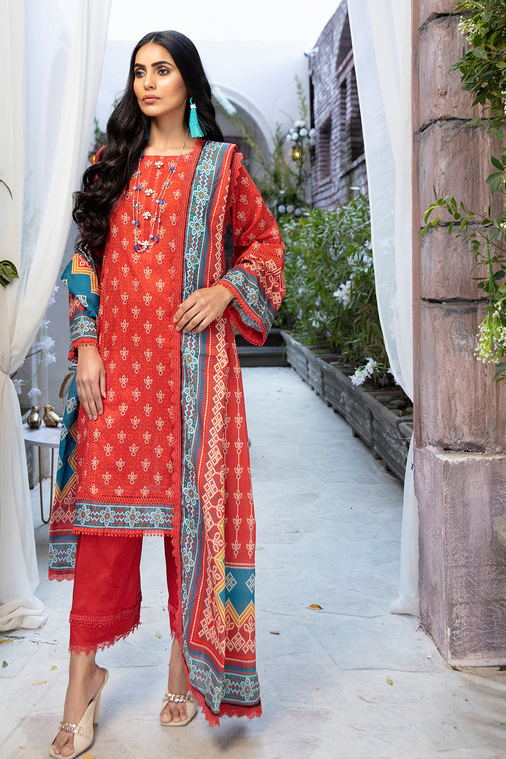3 PC Unstitched | Printed Shirt + Printed Dupatta + Dyed Trouser