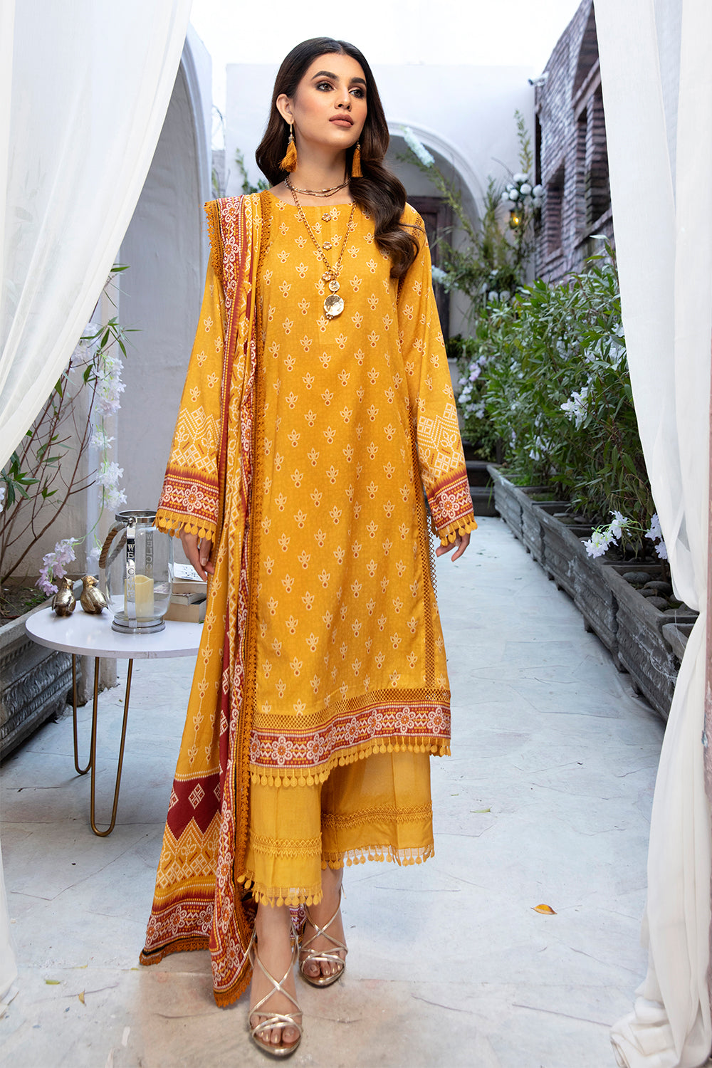 3 PC Unstitched | Printed Shirt + Printed Dupatta + Dyed Trouser