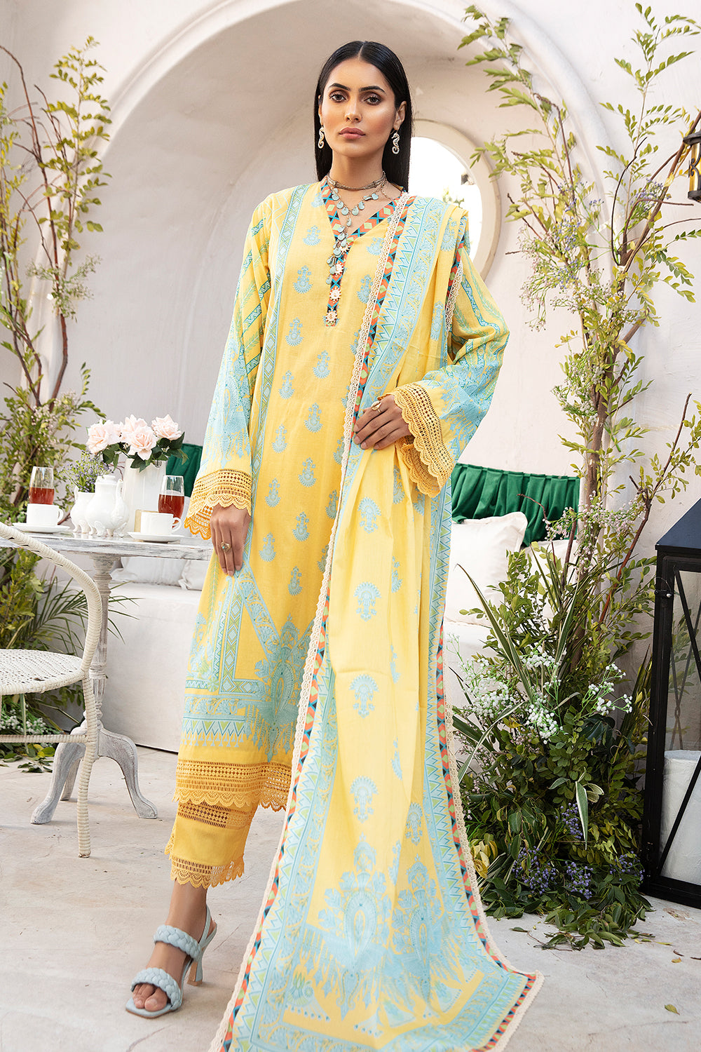 3 PC Unstitched | Printed Shirt + Printed Dupatta + Dyed Trouser