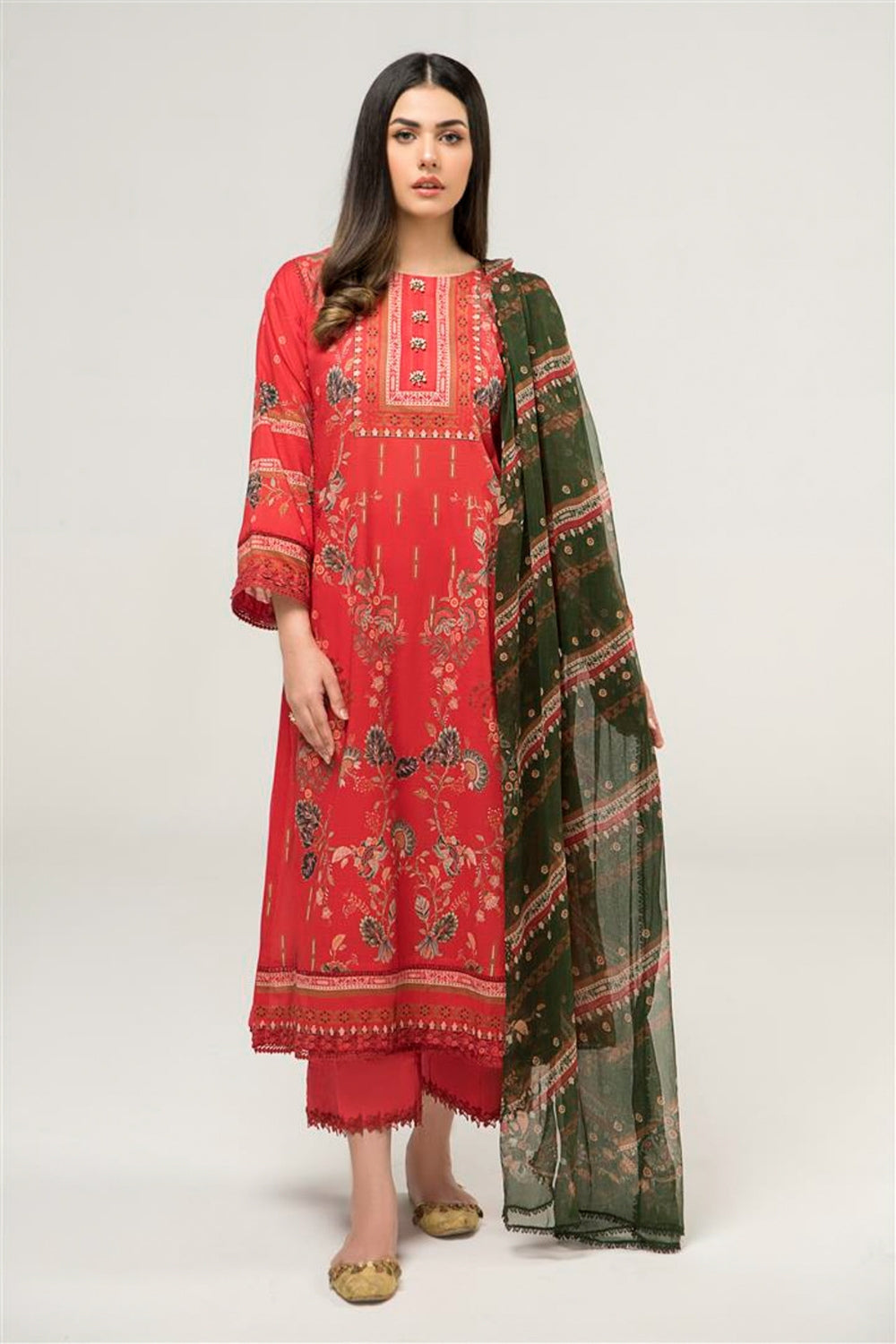 2 PC Unstitched | Digital Printed Shirt + Digital Printed Chiffon Duppata