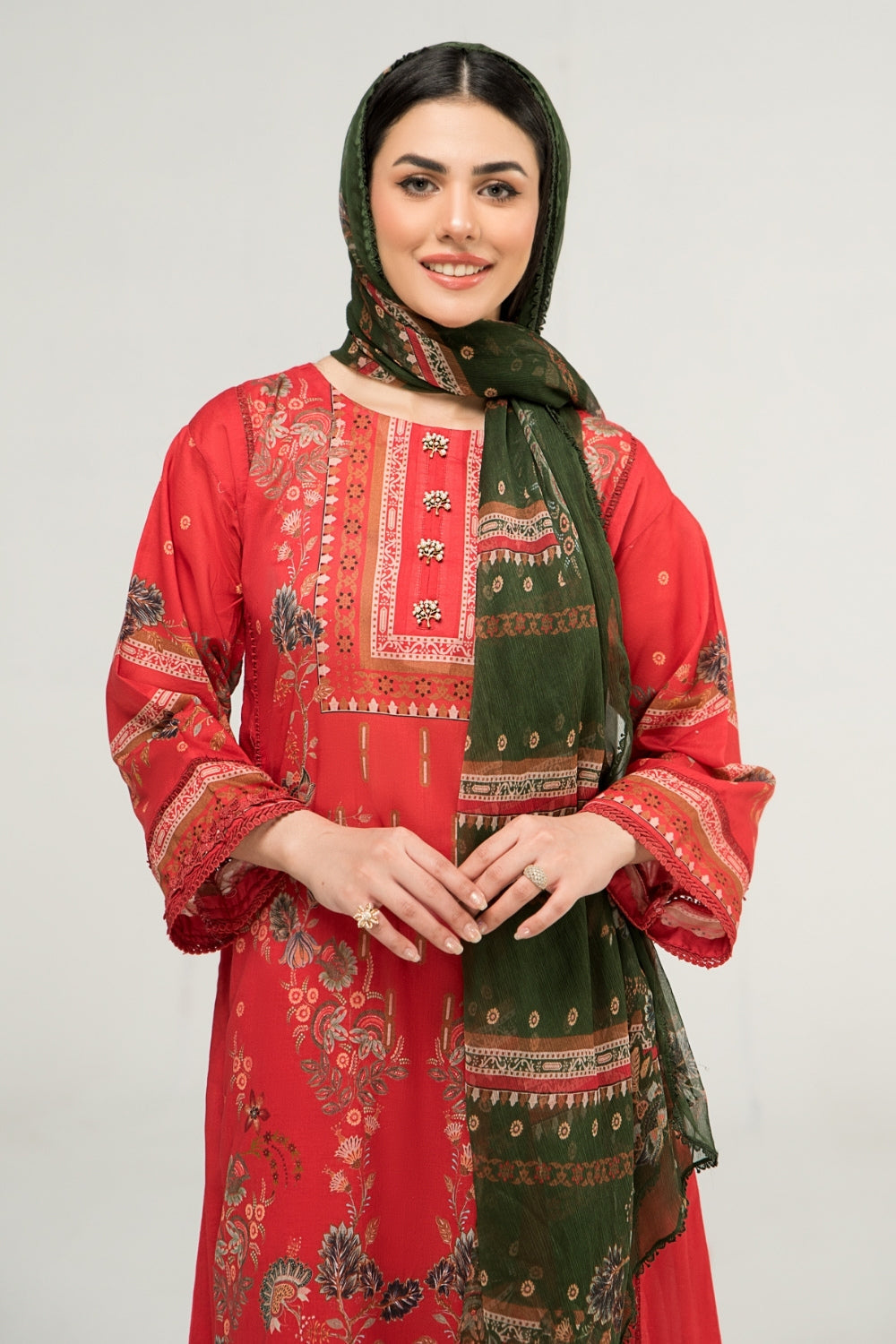 2 PC Unstitched | Digital Printed Shirt + Digital Printed Chiffon Duppata