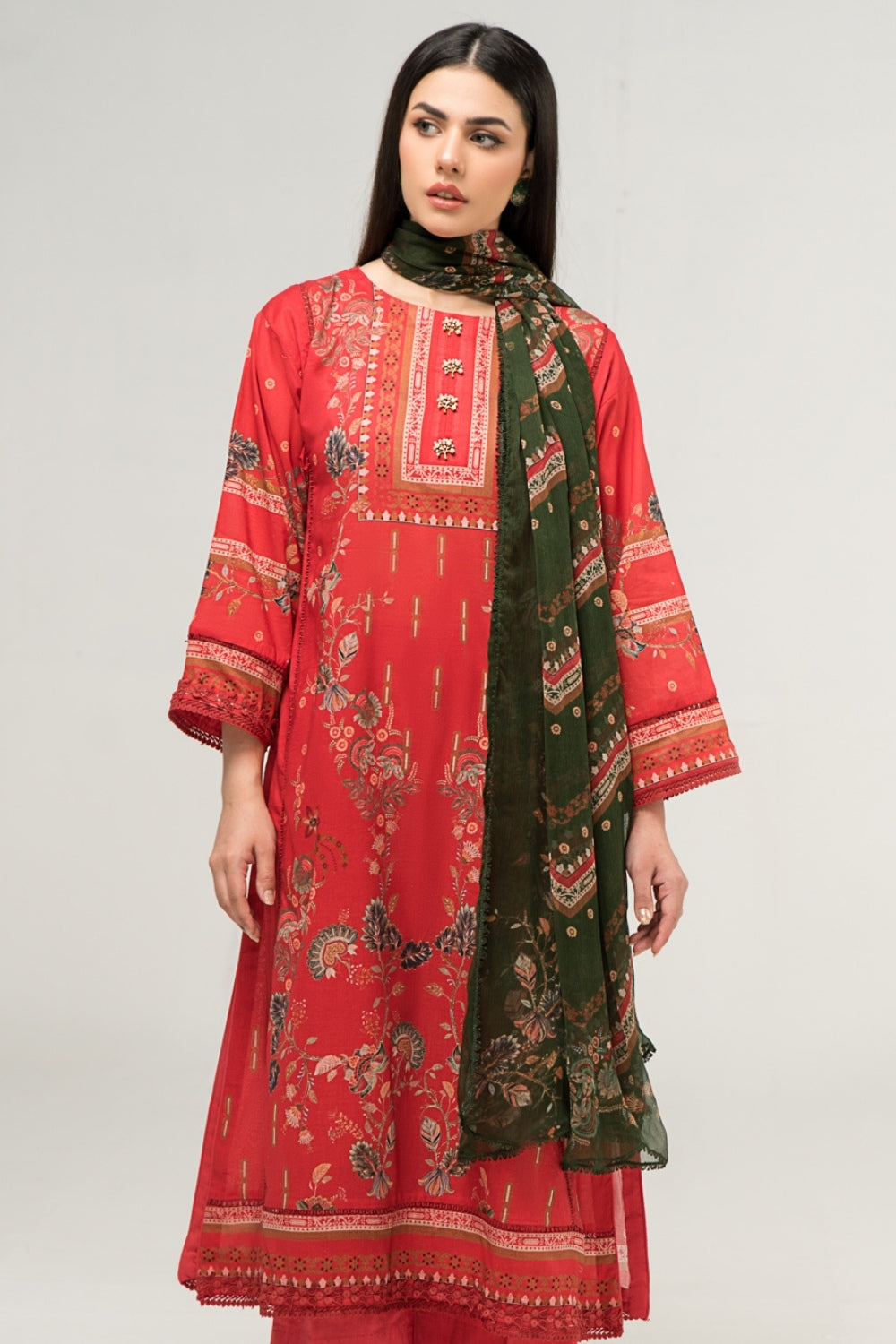2 PC Unstitched | Digital Printed Shirt + Digital Printed Chiffon Duppata