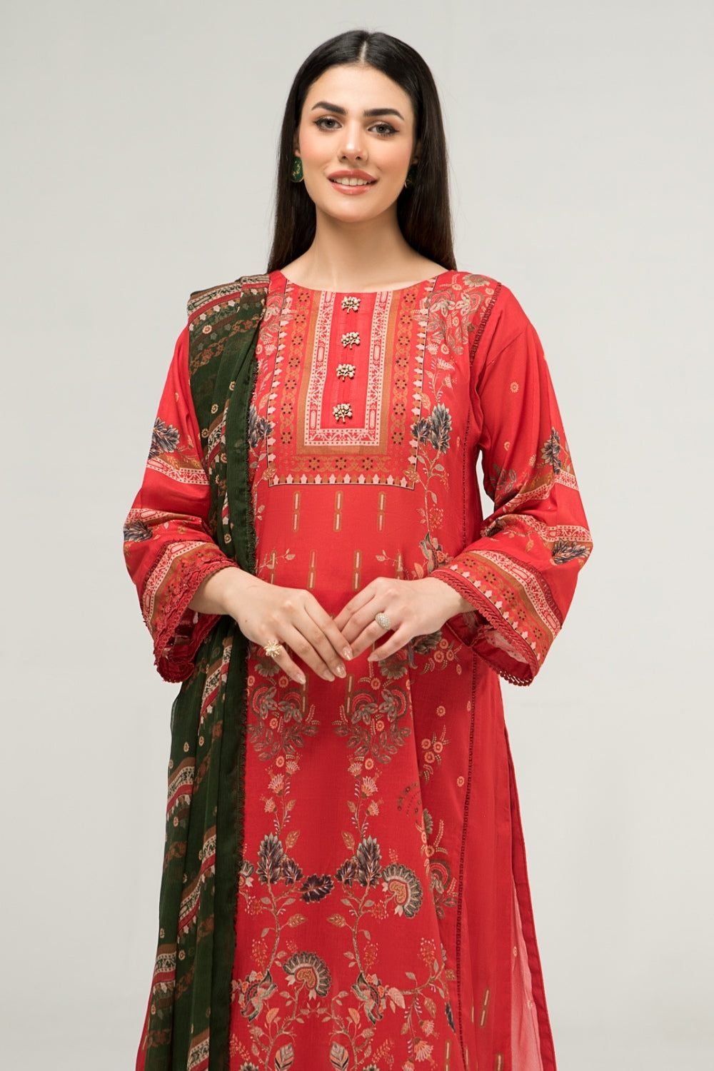 2 PC Unstitched | Digital Printed Shirt + Digital Printed Chiffon Duppata