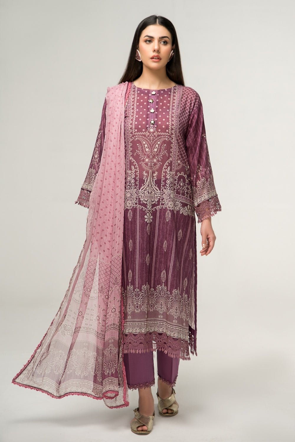 2 PC Unstitched | Digital Printed Shirt + Digital Printed Chiffon Duppata