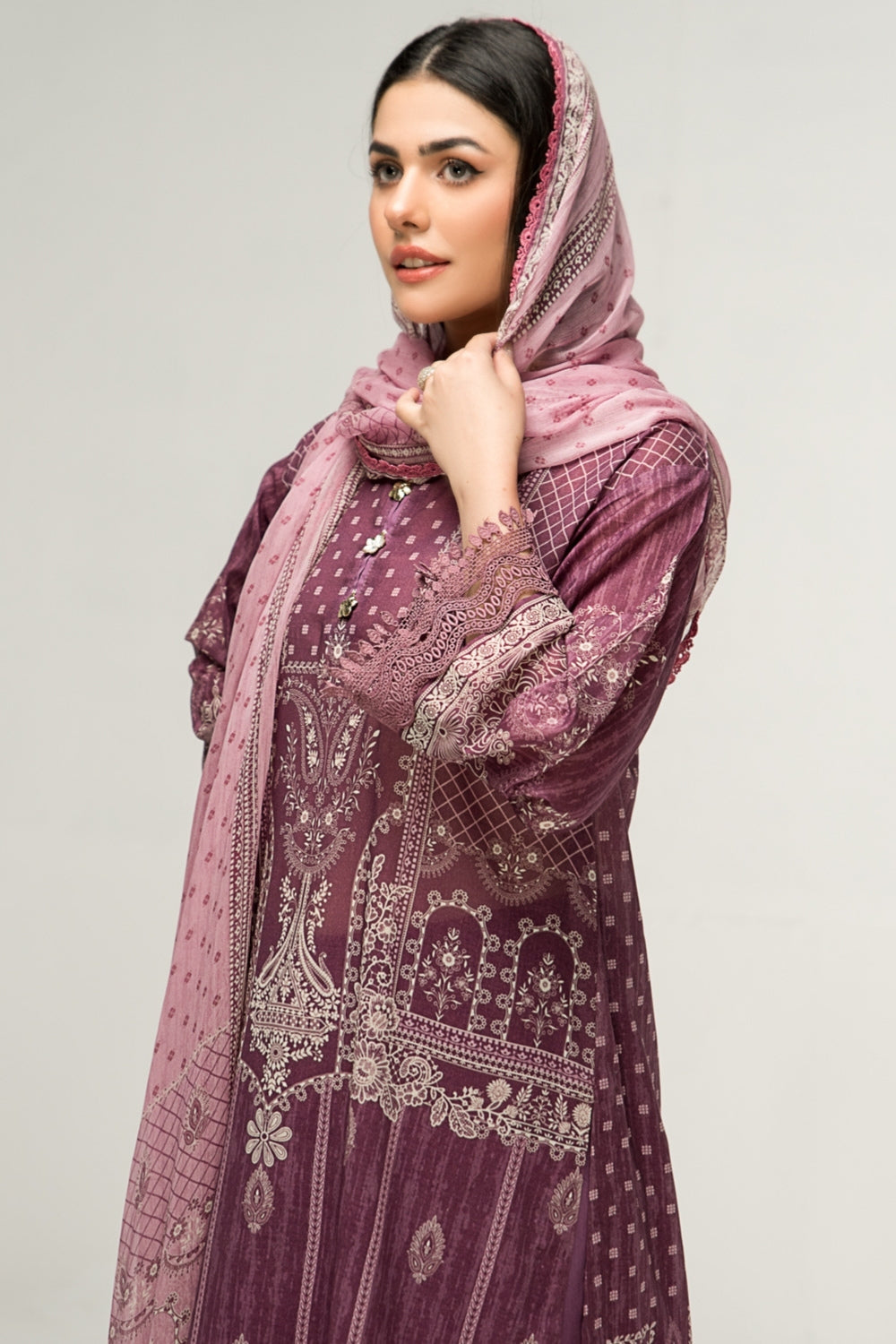 2 PC Unstitched | Digital Printed Shirt + Digital Printed Chiffon Duppata