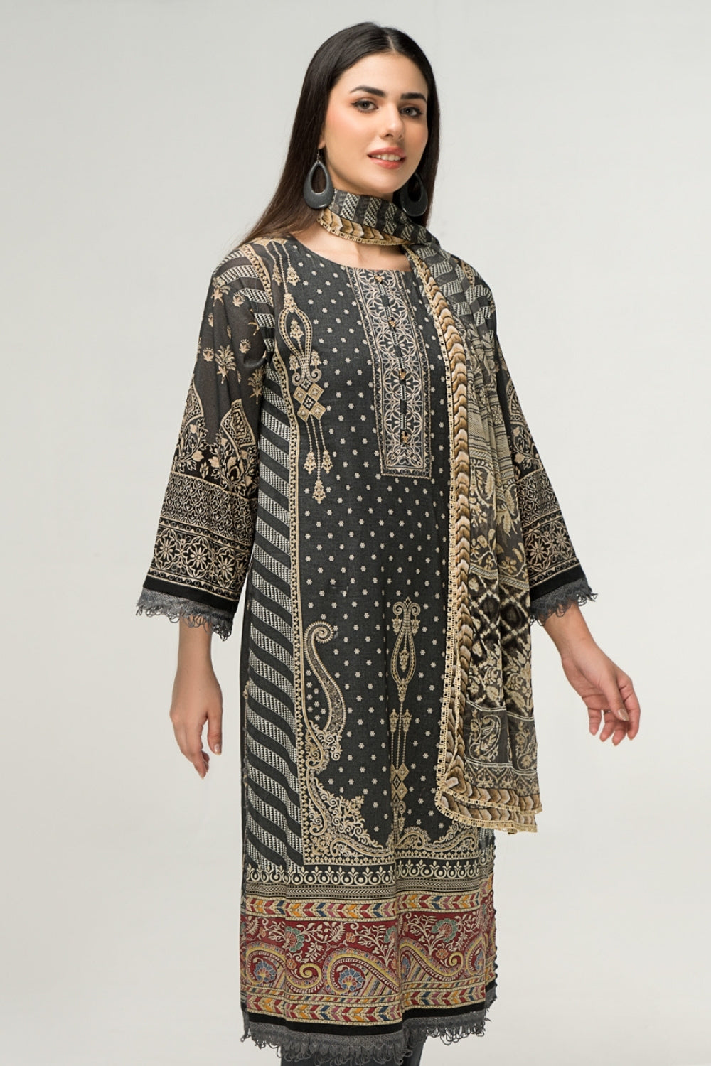 2 PC Unstitched | Digital Printed Shirt + Digital Printed Chiffon Duppata