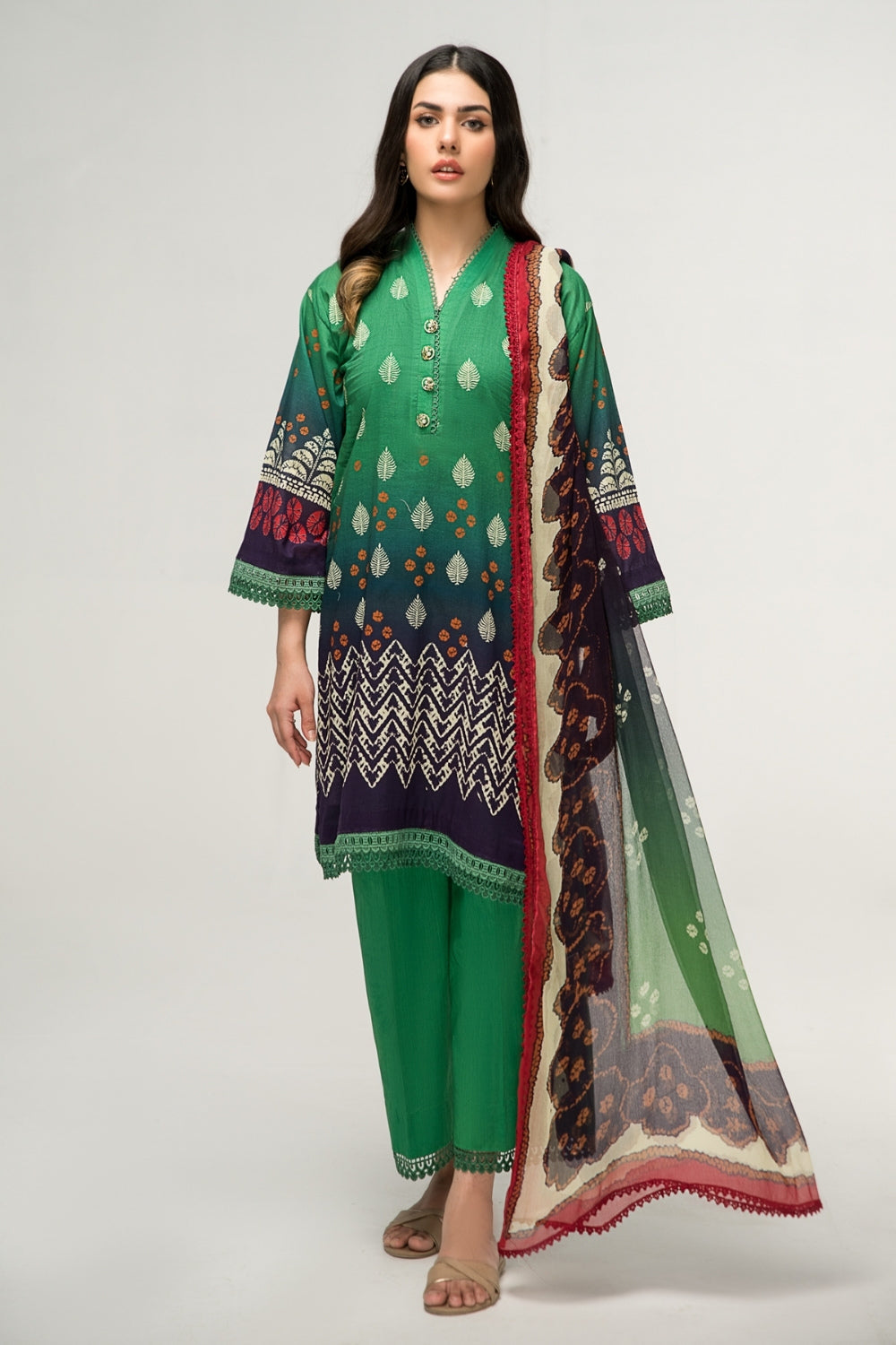 2 PC Unstitched | Digital Printed Shirt + Digital Printed Chiffon Duppata