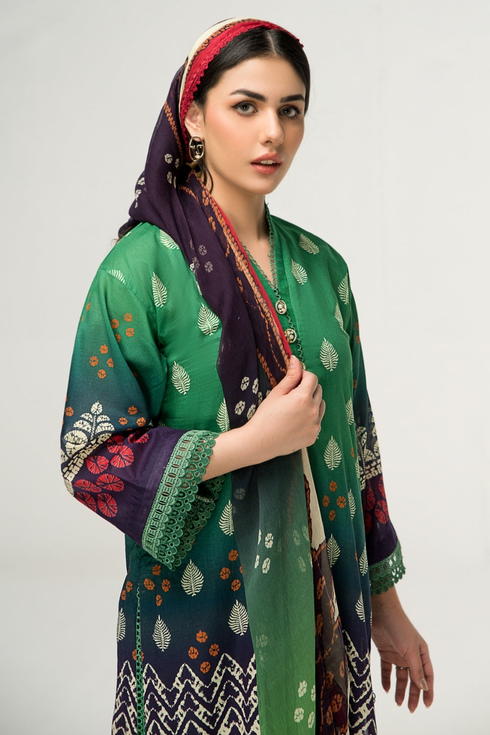 2 PC Unstitched | Digital Printed Shirt + Digital Printed Chiffon Duppata