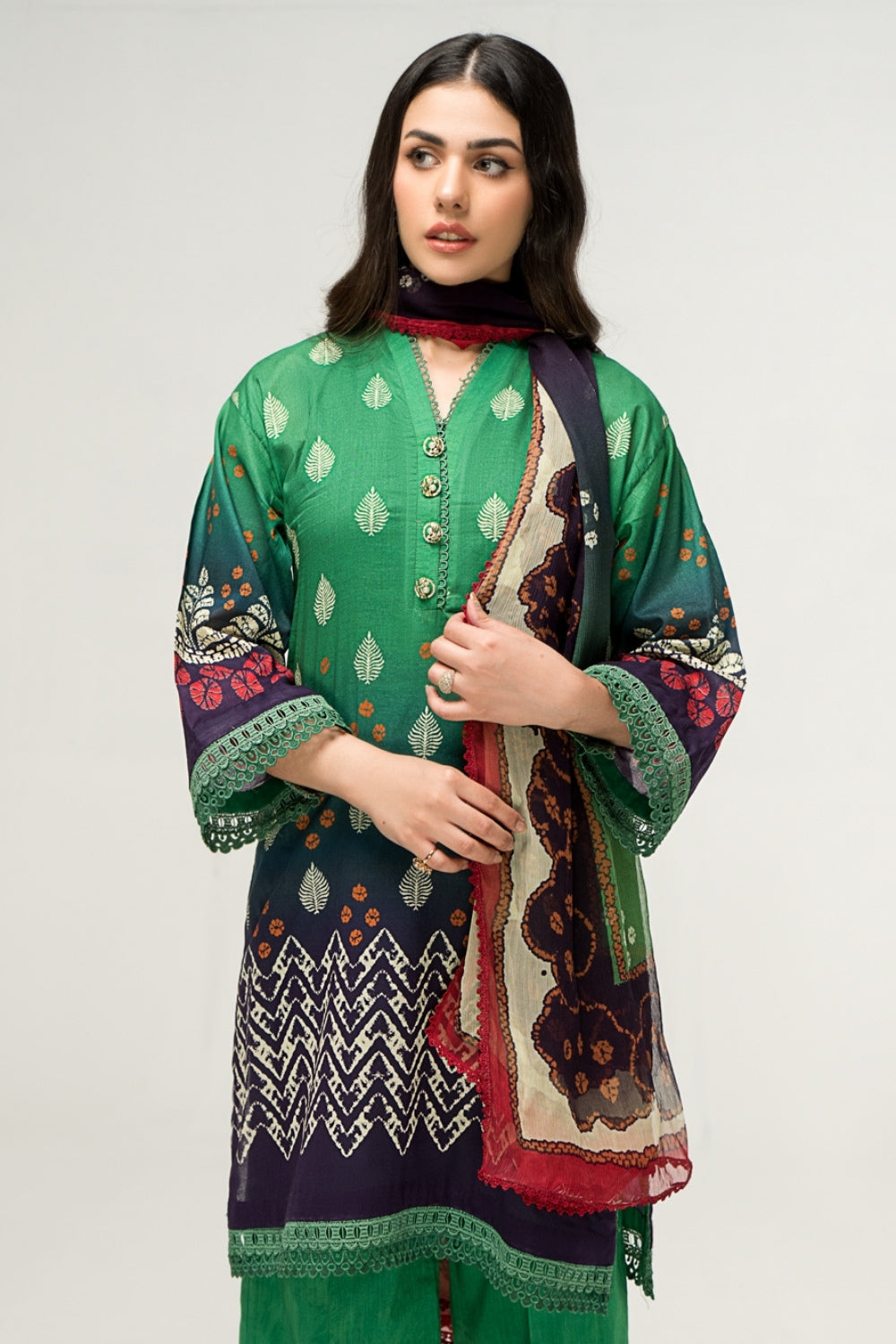2 PC Unstitched | Digital Printed Shirt + Digital Printed Chiffon Duppata