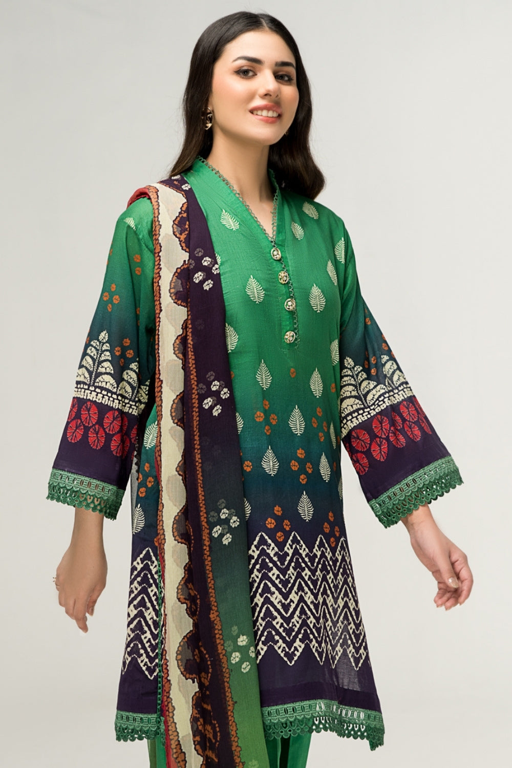 2 PC Unstitched | Digital Printed Shirt + Digital Printed Chiffon Duppata
