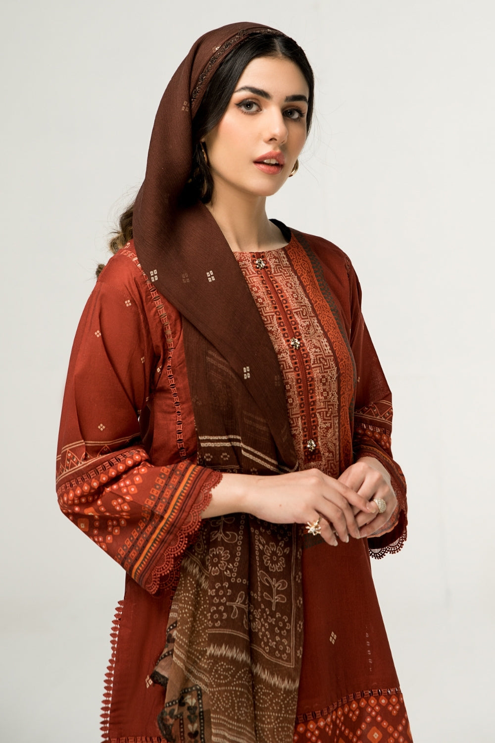 2 PC Unstitched | Digital Printed Shirt + Digital Printed Chiffon Duppata