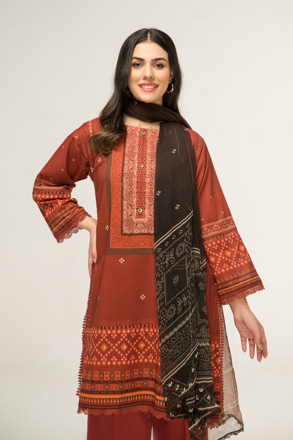 2 PC Unstitched | Digital Printed Shirt + Digital Printed Chiffon Duppata