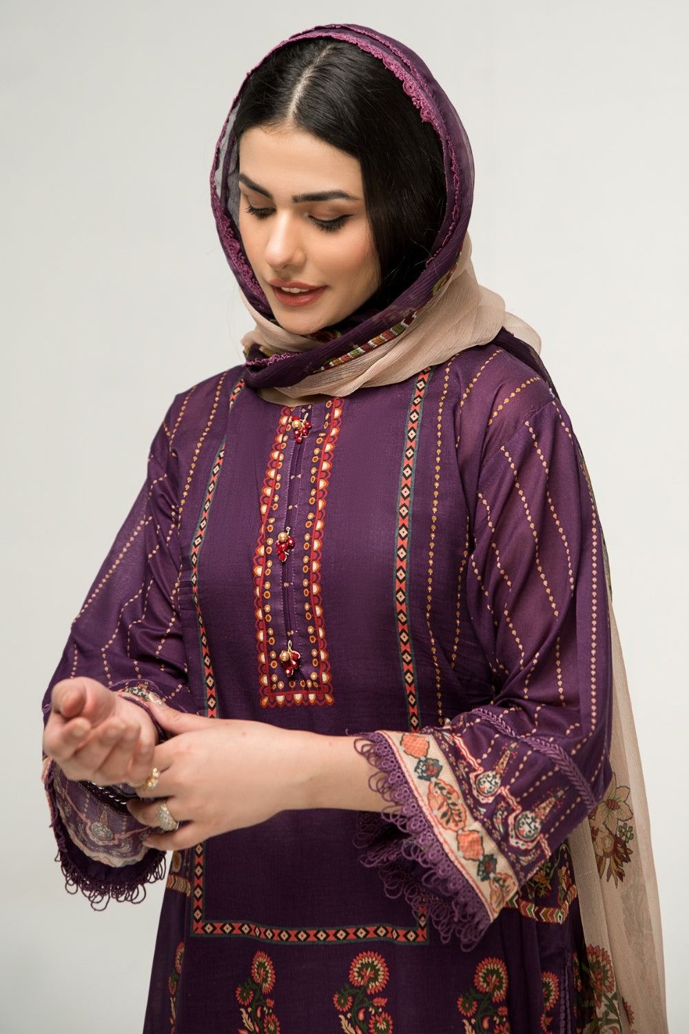 2 PC Unstitched | Digital Printed Shirt + Digital Printed Chiffon Duppata