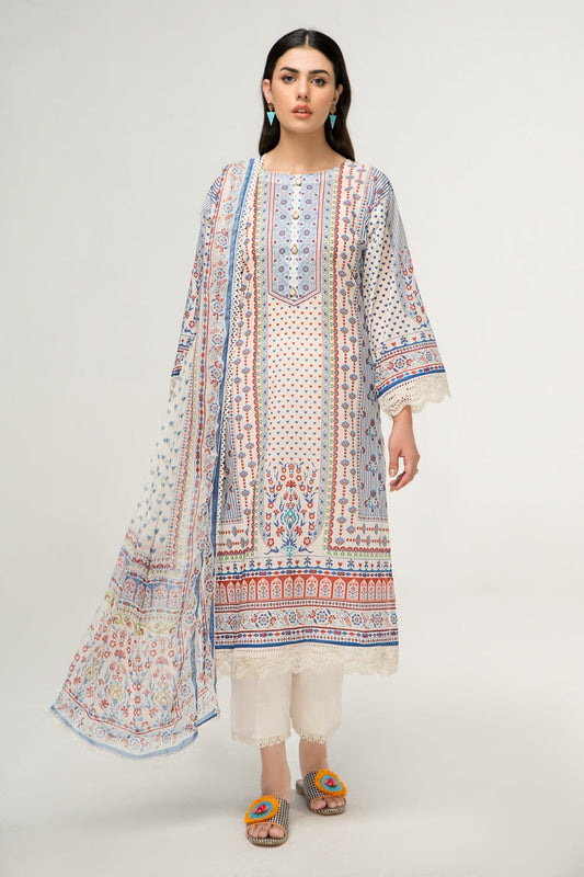 2 PC Unstitched | Digital Printed Shirt + Digital Printed Chiffon Duppata