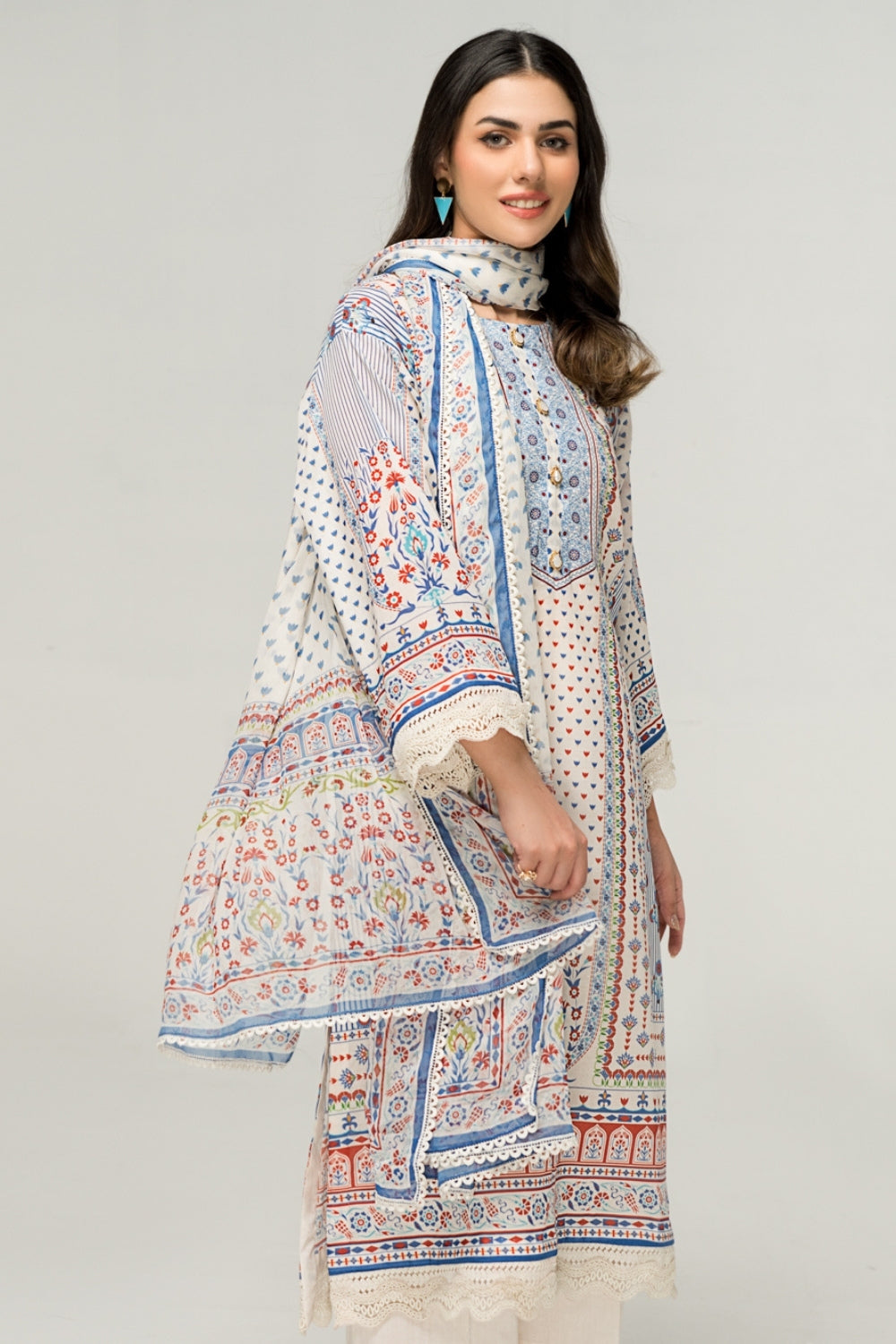 2 PC Unstitched | Digital Printed Shirt + Digital Printed Chiffon Duppata