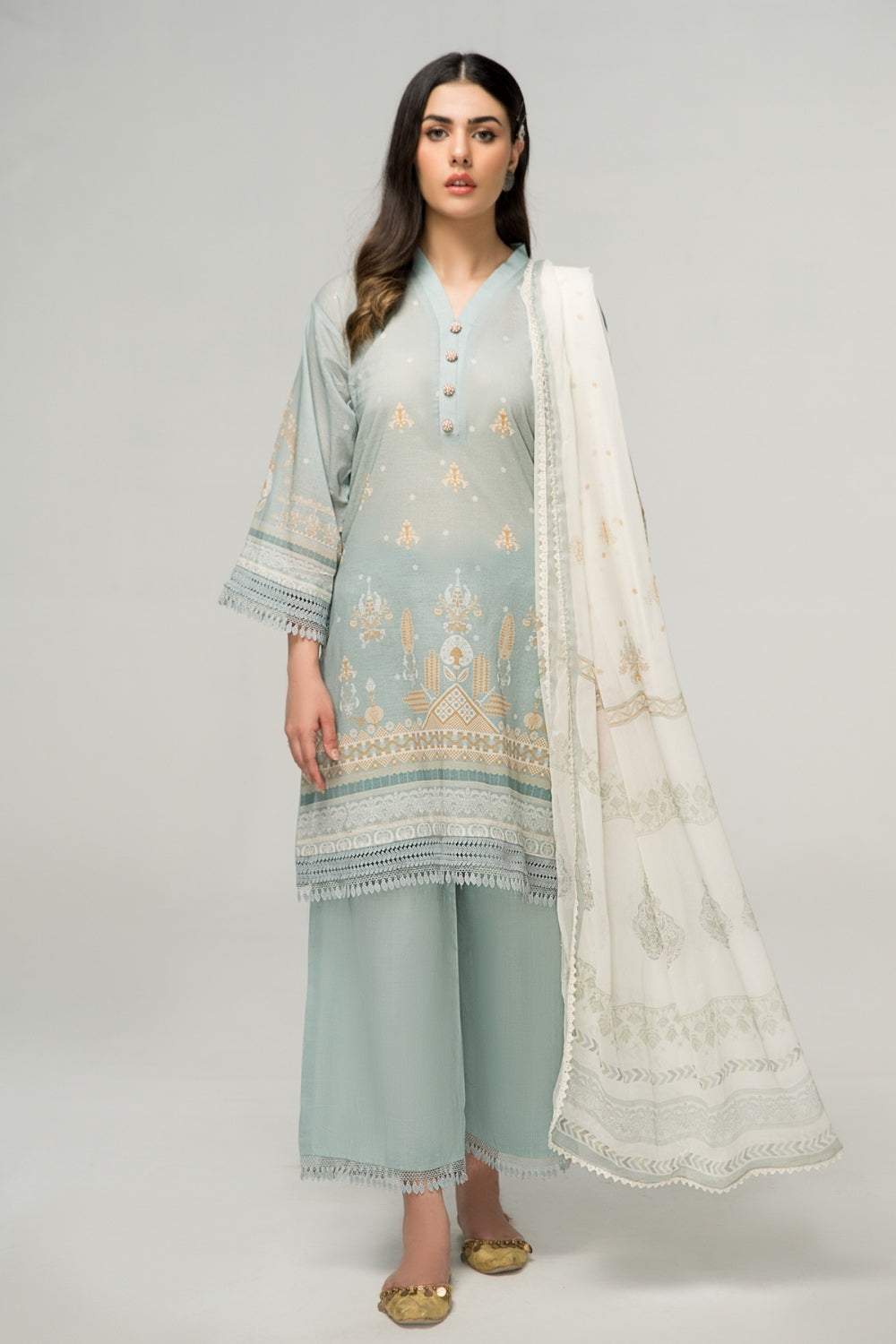 2 PC Unstitched | Digital Printed Shirt + Digital Printed Chiffon Duppata